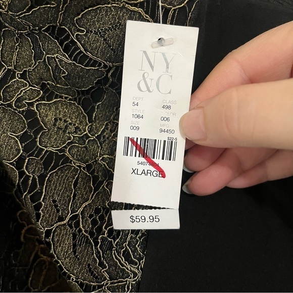 7TH Ave Design Studio Black Skirt with Gold Lace Size XL - Picture 6 of 10